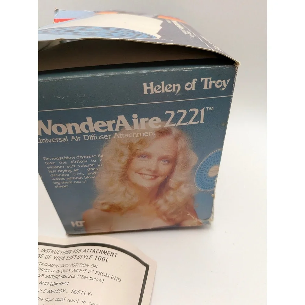 Vtg Helen of Troy WonderAire 2221 Hair Dryer Air Diffuser Attachment Blue volume